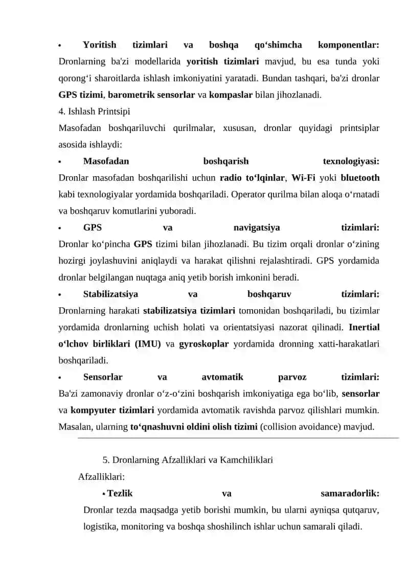Masofadan boshqariluvchi qurilmalar yoki dronlar 4