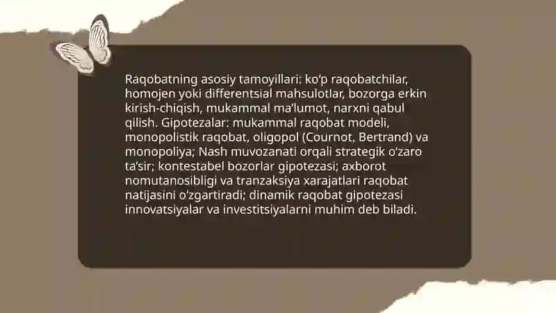 Raqobat nazariyasi va uning asosiy xususiyatlari 4