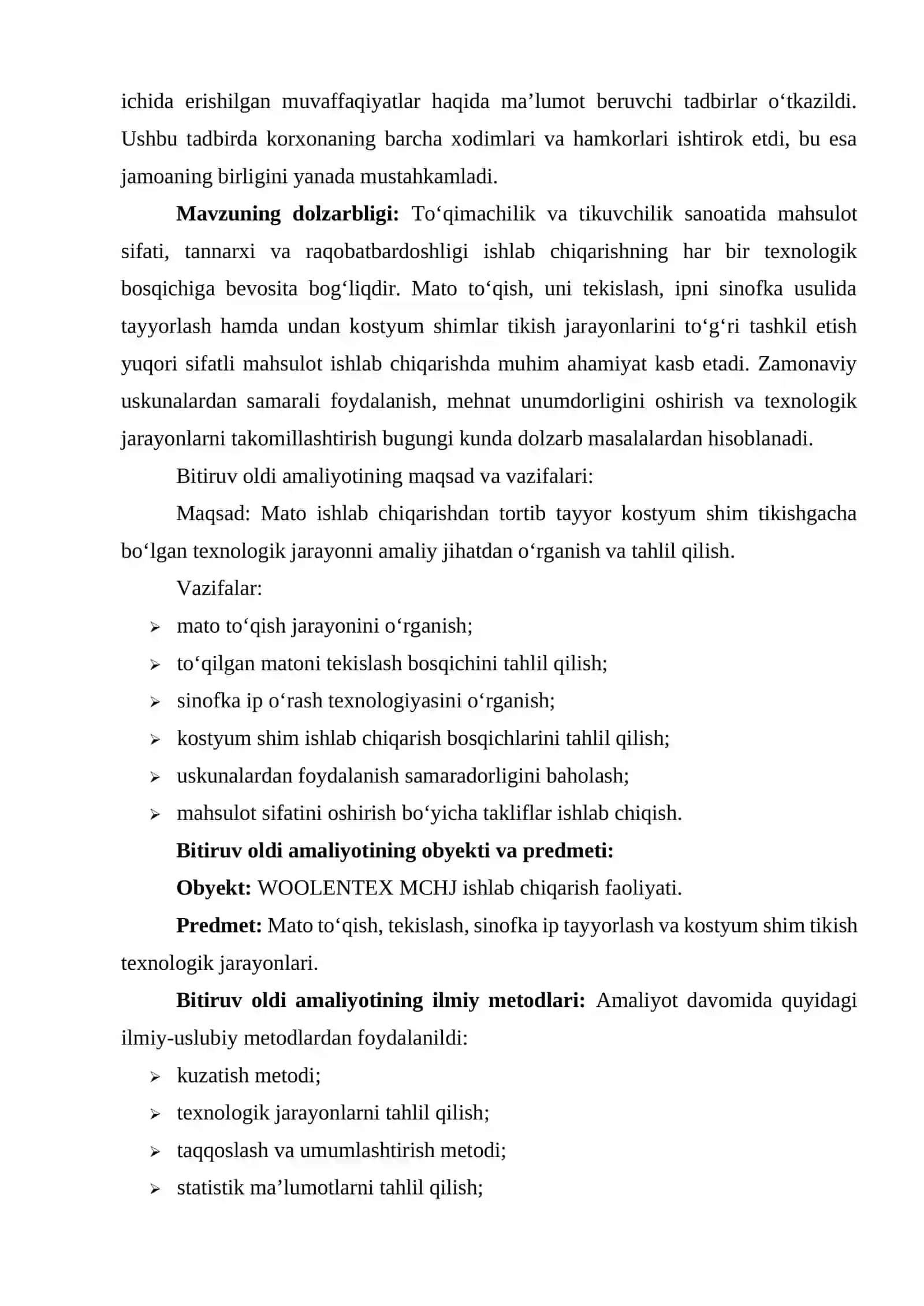 "WOOLENTEX" MCHJ ip yigiruv to'quv korxonasi 4