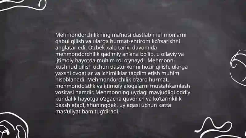 Mehmondo'stlik an'analari 4