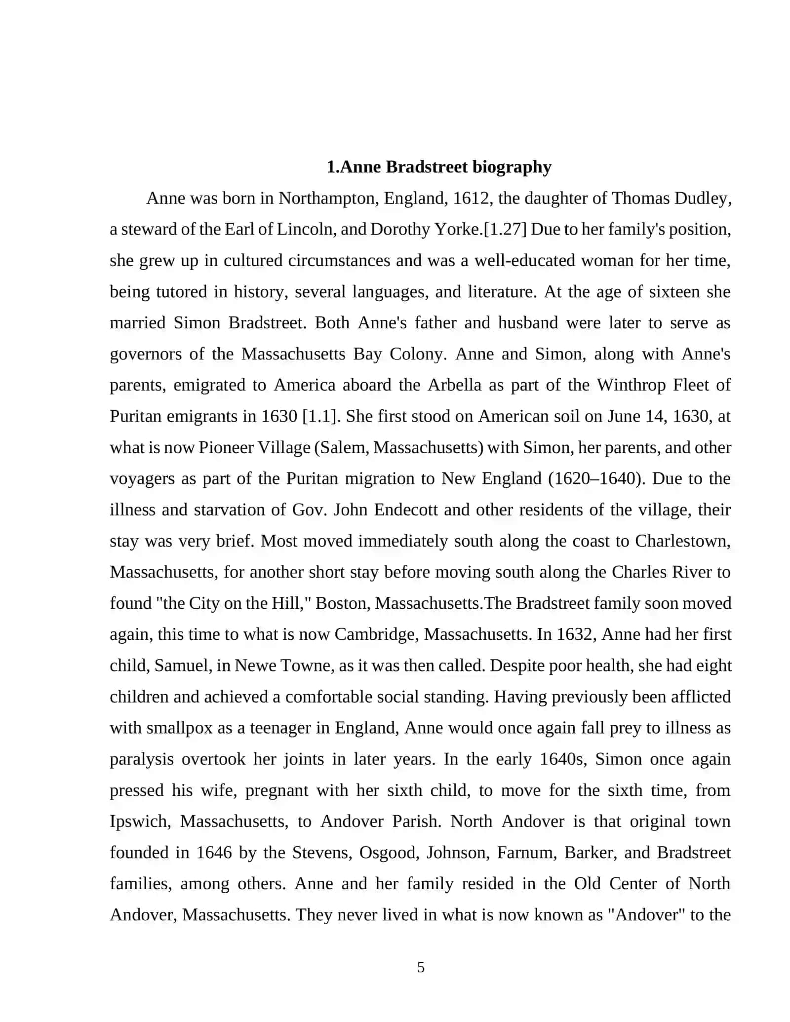 Anne Bradstreet biography 4