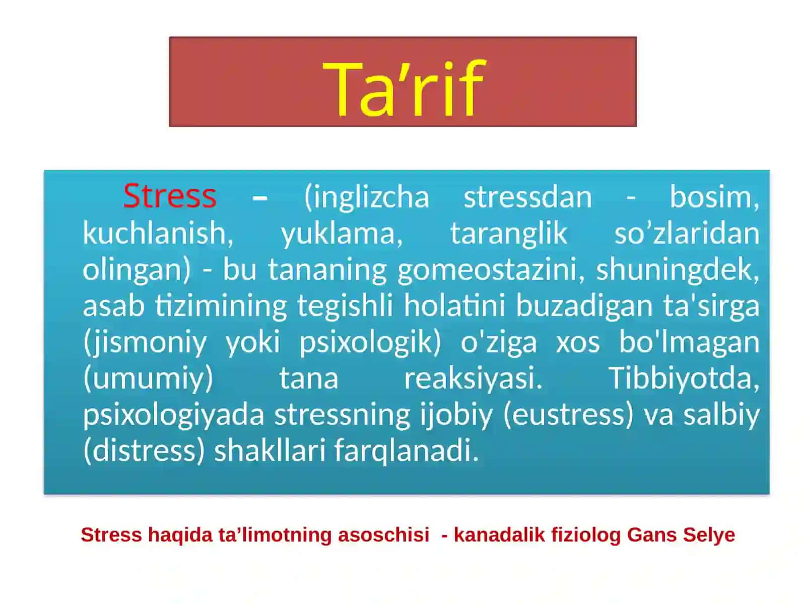 Stress o‘rganish tarixi va zamonaviy tushunchalar. 4