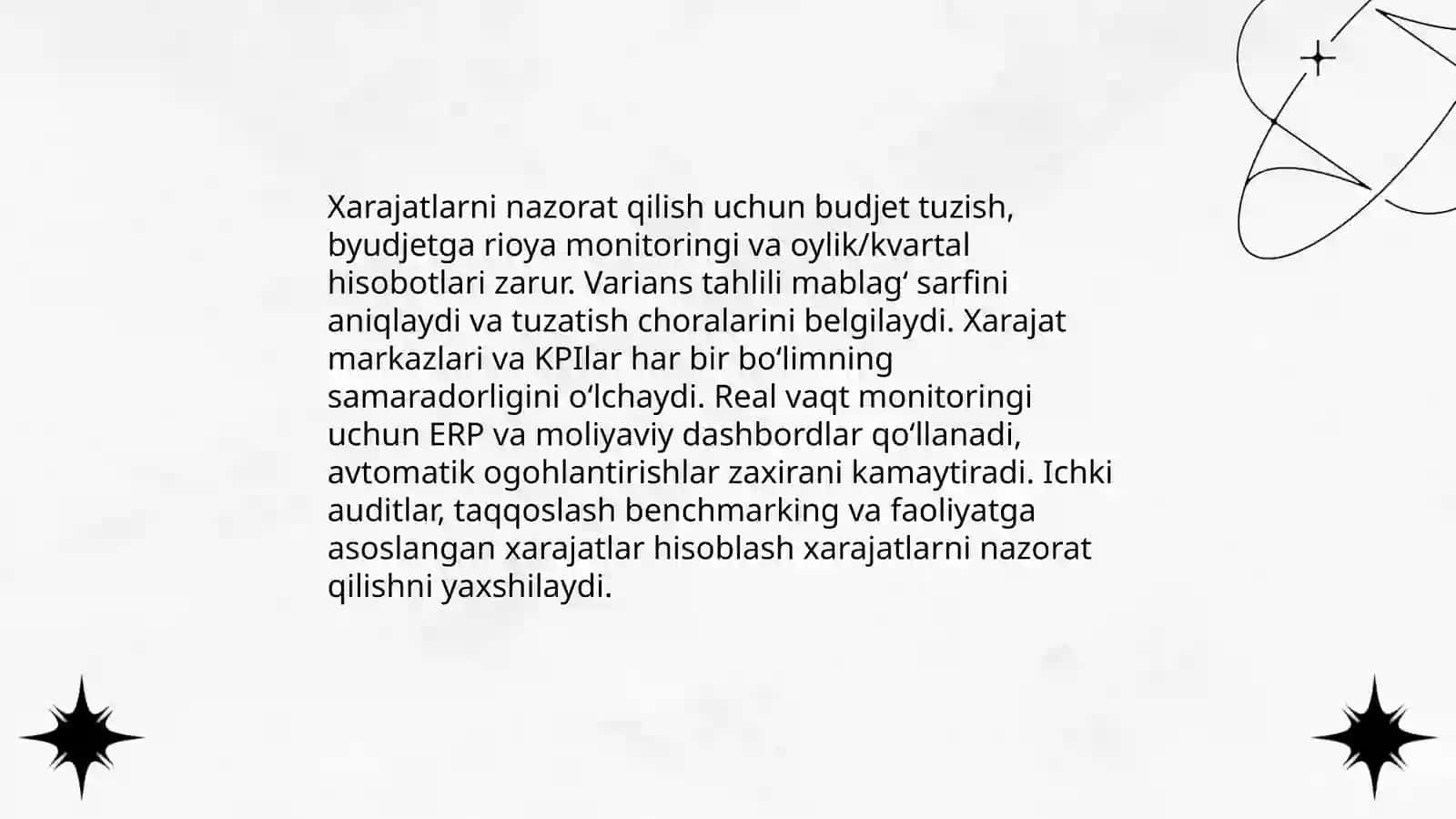 Korxona xarajatlarini samarali boshqarish yo‘llari 4