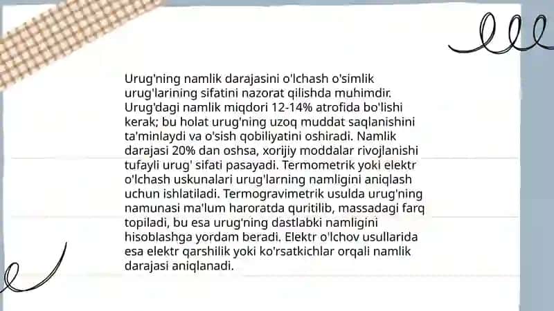Urug' sifatini baholash 4