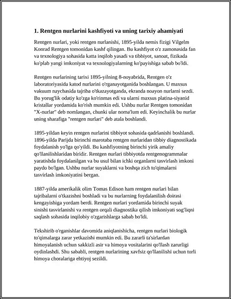 RENTGEN NURLARINI OʻRGANISH TARIXI 4