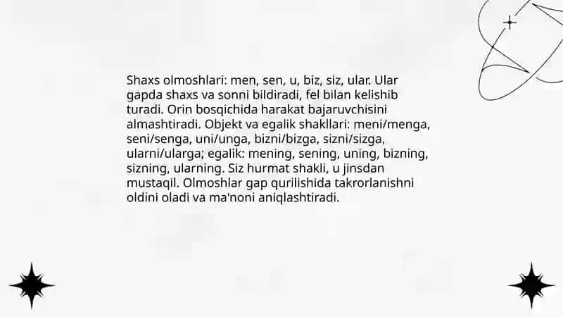 Olmosh soʻz turkumi 4