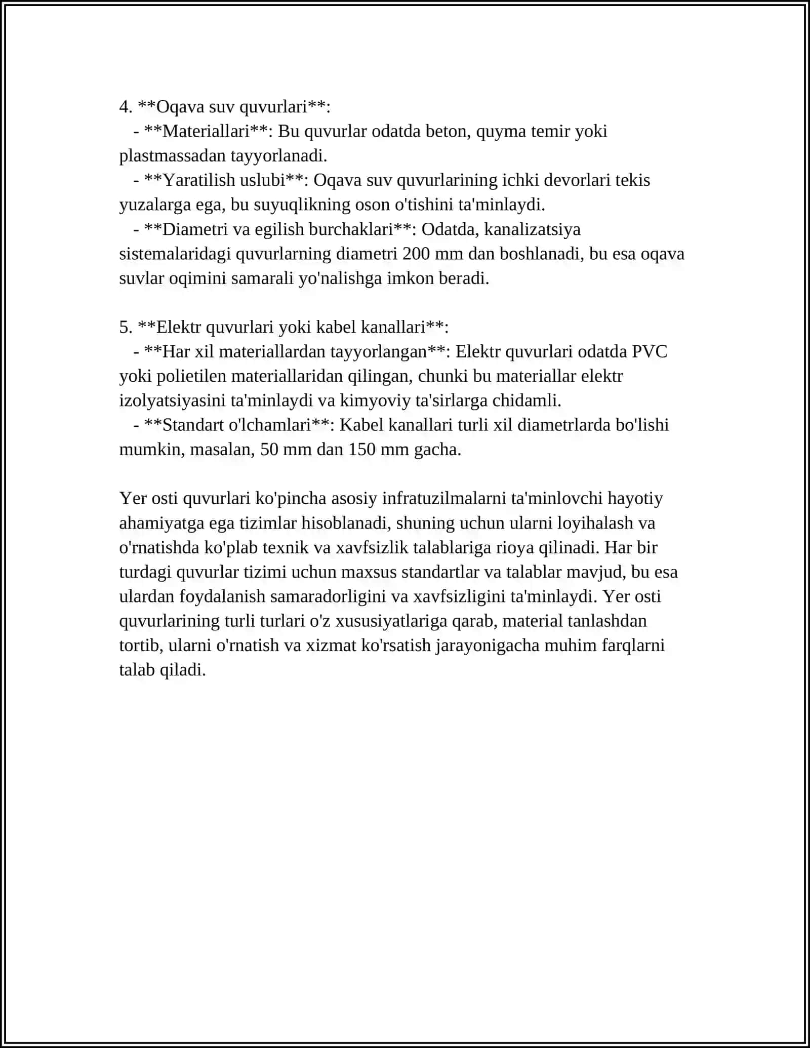 YER OSTI VA YER USTI QUVURLARI 4