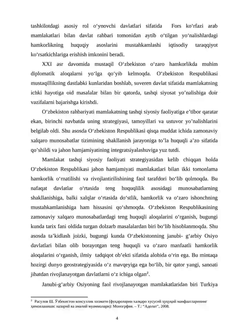 O‘ZBEKISTONNING JANUBI-G‘ARBIY OSIYO MAMLAKATLARI BILAN IQTISODIY-MADANIY ALOQALARI 4