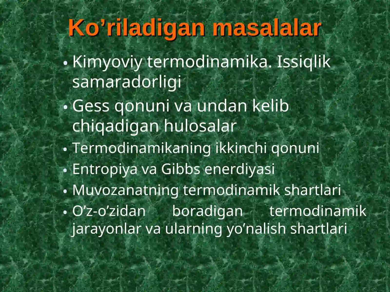 KIMYOVIY TERMODINAMIKA VA BIOENERGETIKA 4