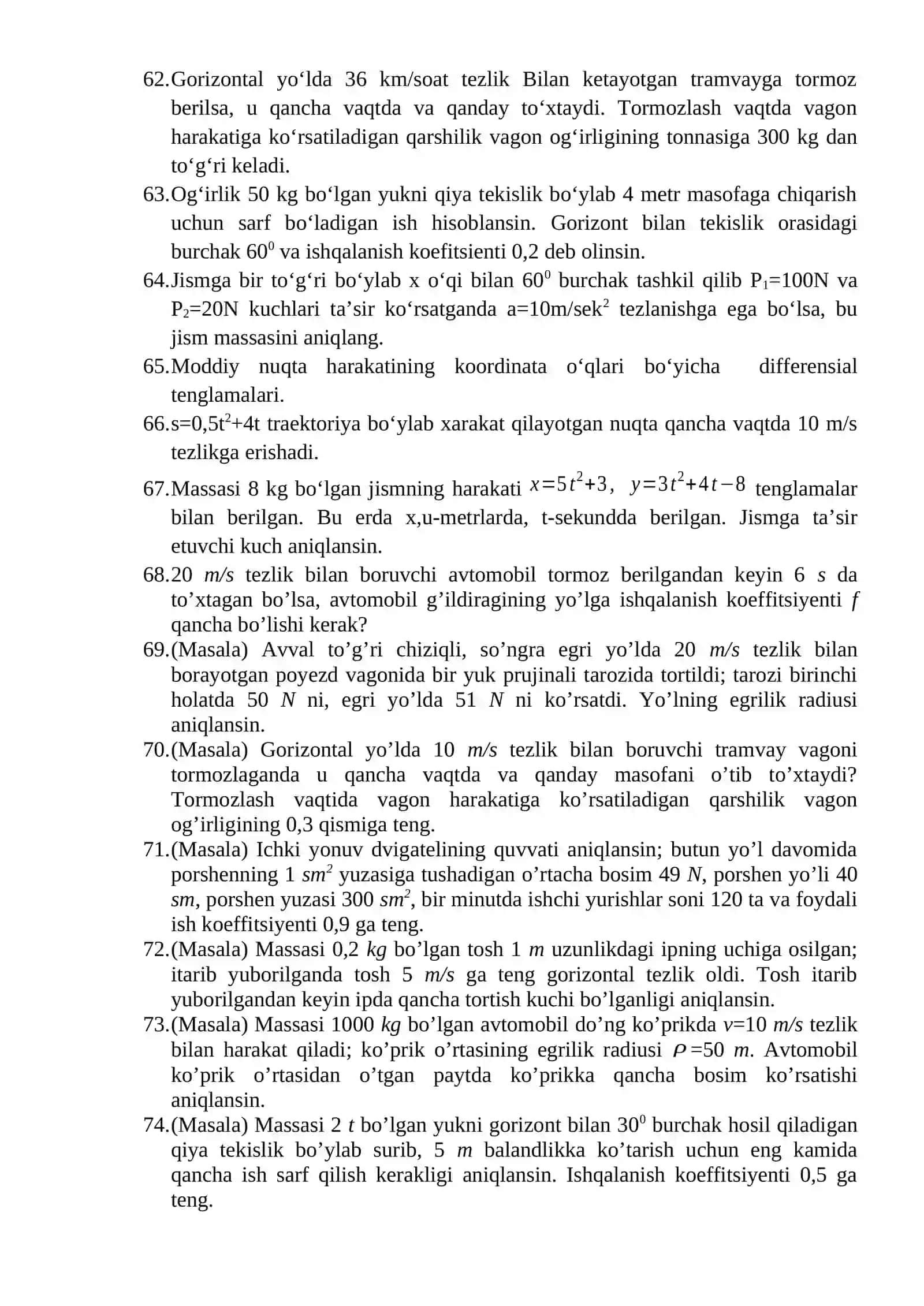 Nazariy mexanika fanidan nazorat savollari 4