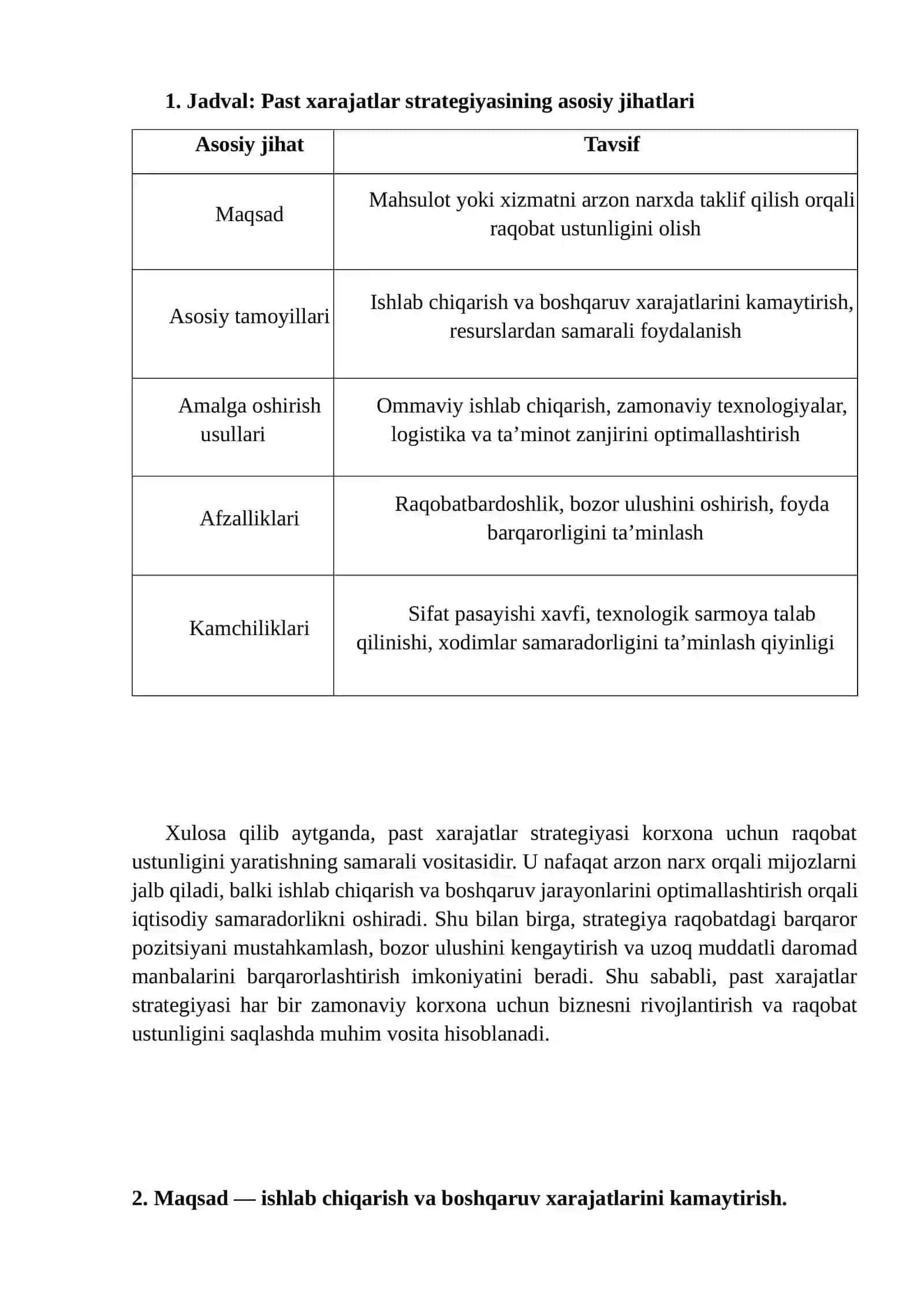 Past harajatlar strategiyasi 4