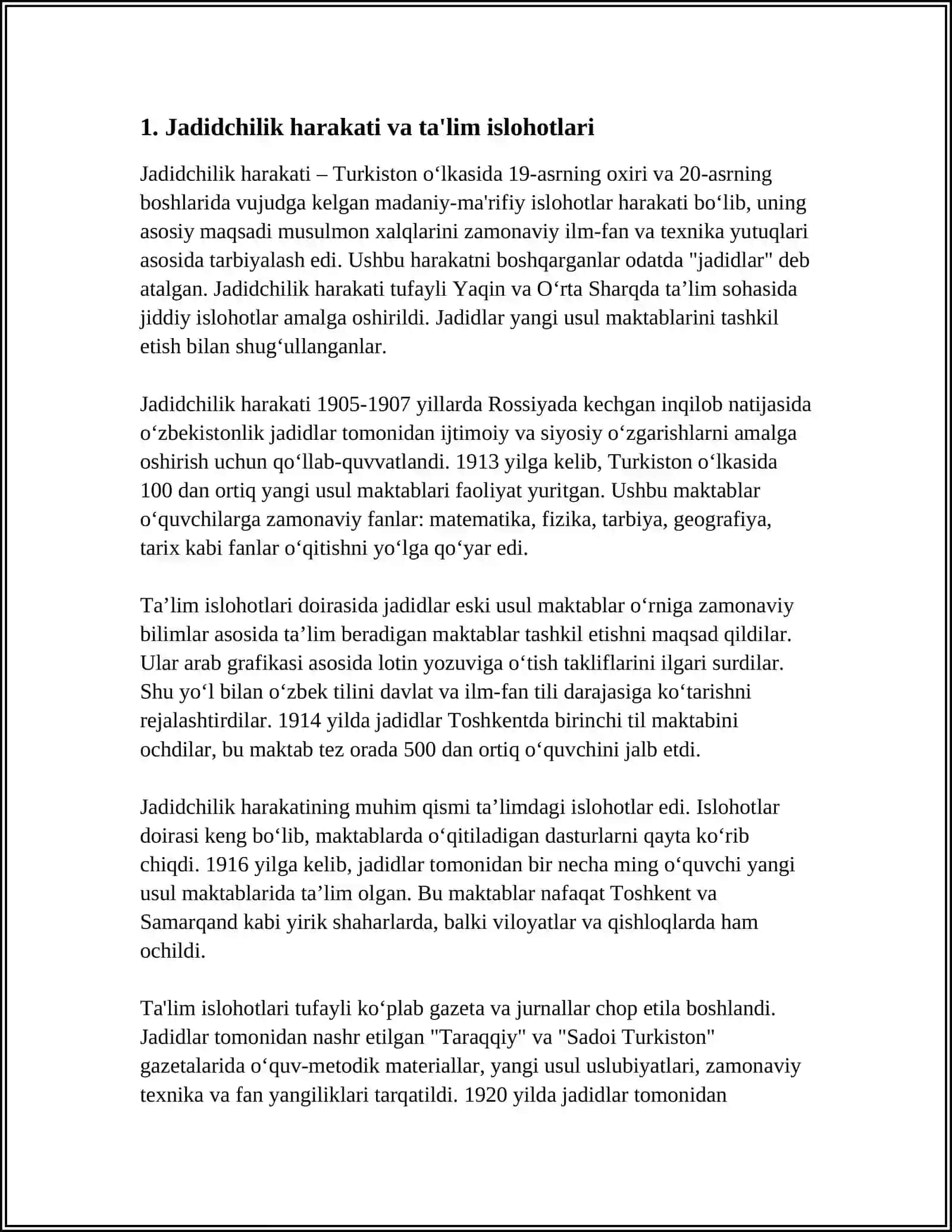 Jadidchilik harakati va ta'lim islohotlari 4