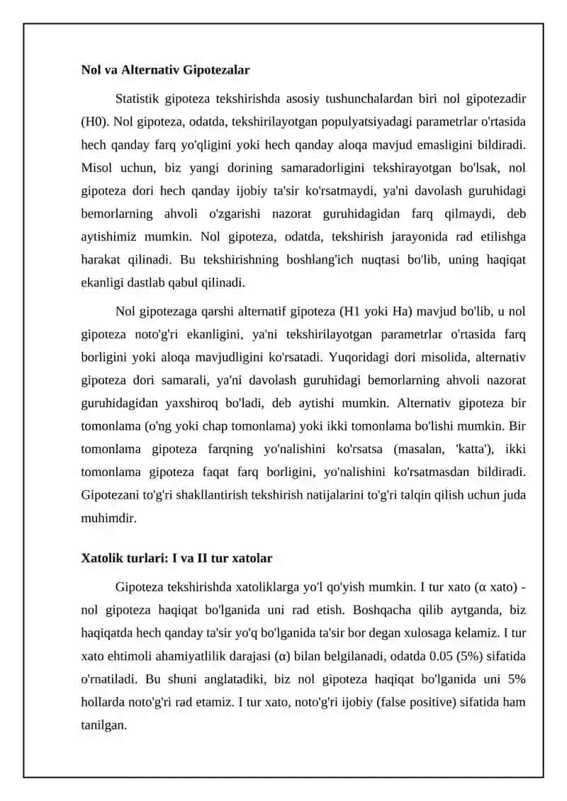 Statistik gepotezalarni tekshirish 4