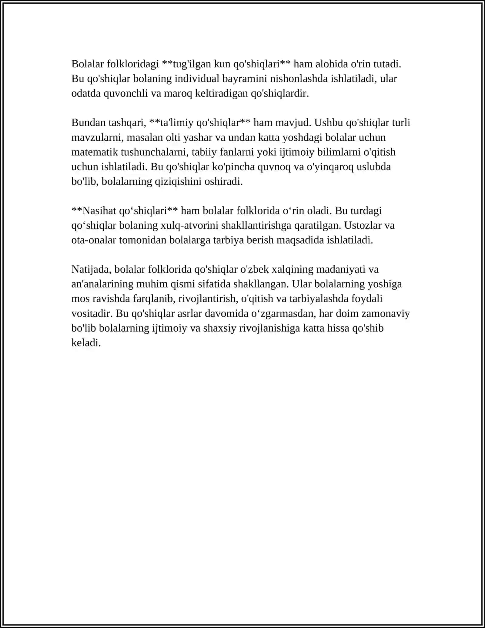 BOLALAR FOLKLORIDA QO'SHIQLAR VA ULARNING VAZIFALARI 4