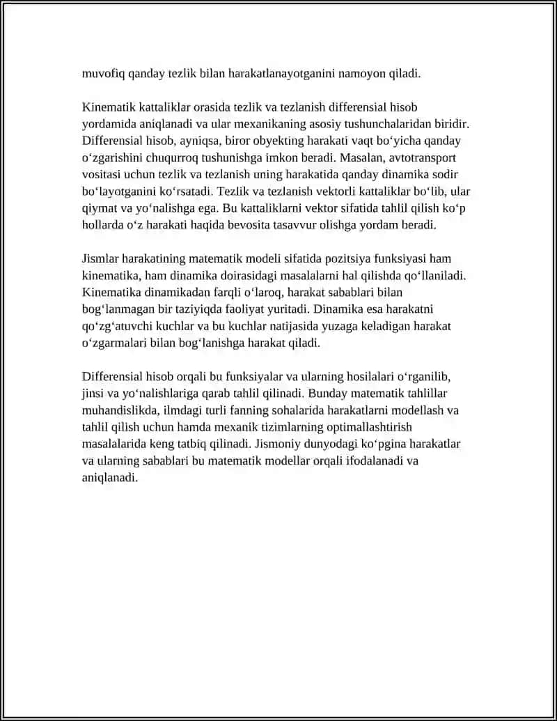 KINEMATIKA VA DINAMIKADA DEFFERSIAL HISOB TATBIQLARI 4