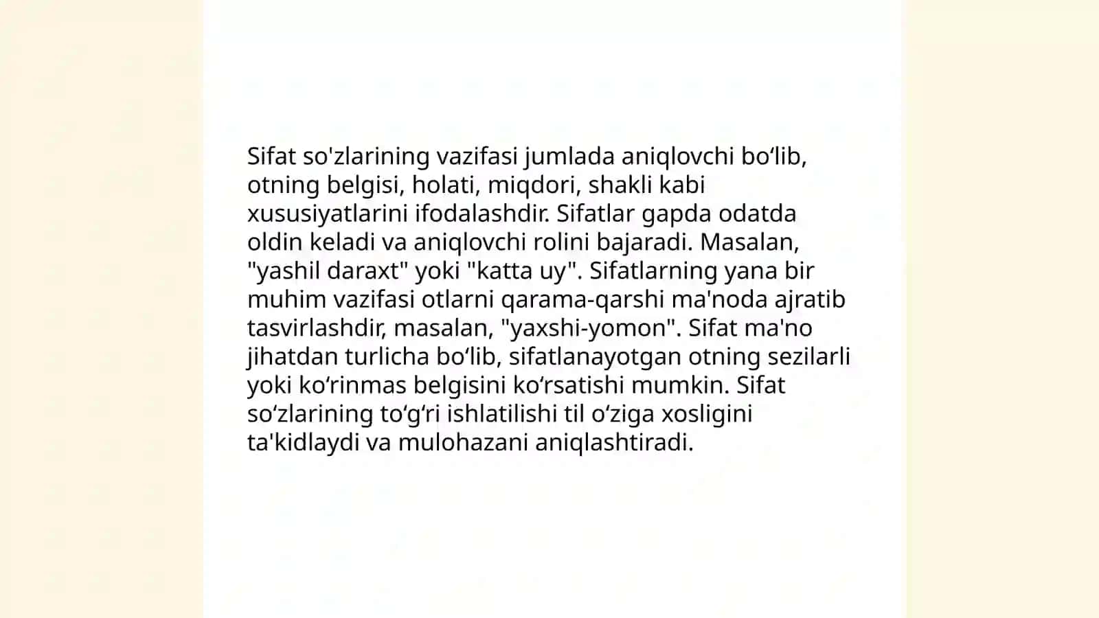 Sifat so'z turkumi 4