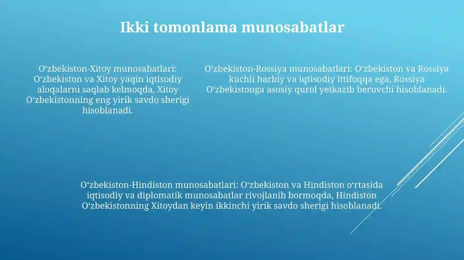 O‘zbekistonning Xalqaro Hamkorlik Aloqalari 4