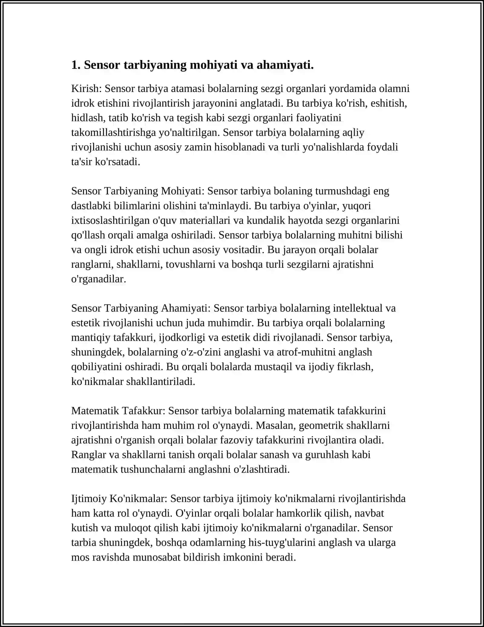 MAKTABGACHA YOSHDAGI BOLALARNING SENSOR TARBIYASI 4