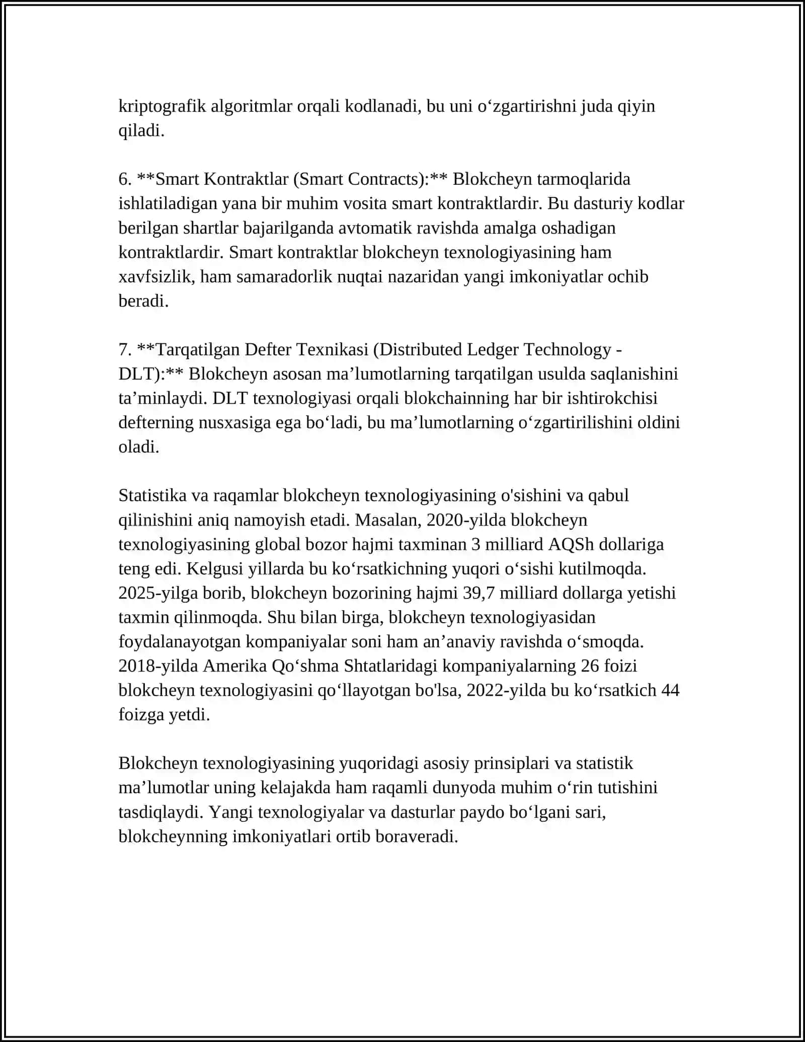 BLOKCHEYN TEXNOLOGIYASI VA UNDAN FOYDALANISH YO’LLARI 4