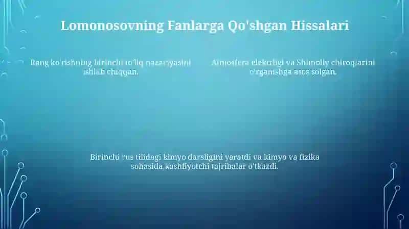 Lomonosov hayoti va ilmiy faoliyati 4