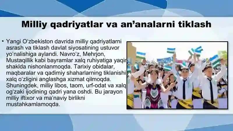 Yangi O‘zbekiston davrida amalga oshirilayotgan ma’naviy o‘zgarishlar 4