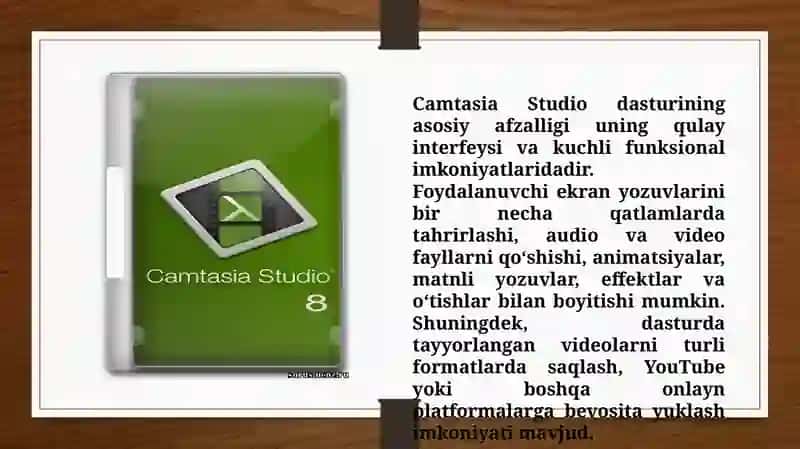 Camtasia Studio dasturlari va ularning imkoniyatlari (TAQDIMOT) 4