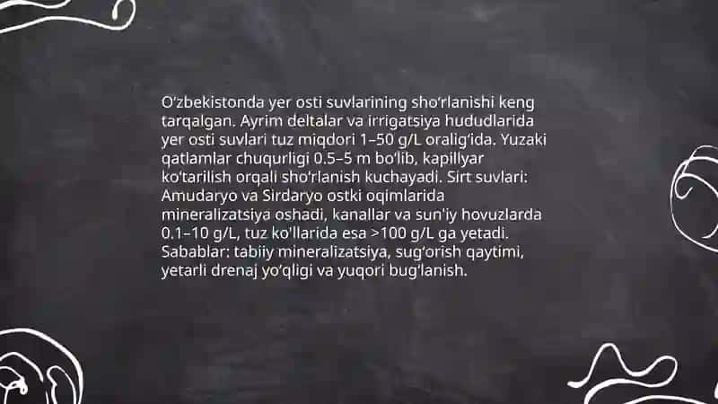Oʻzbekiston sharoitida shoʻr suvlarni chuchuklashtirish 4