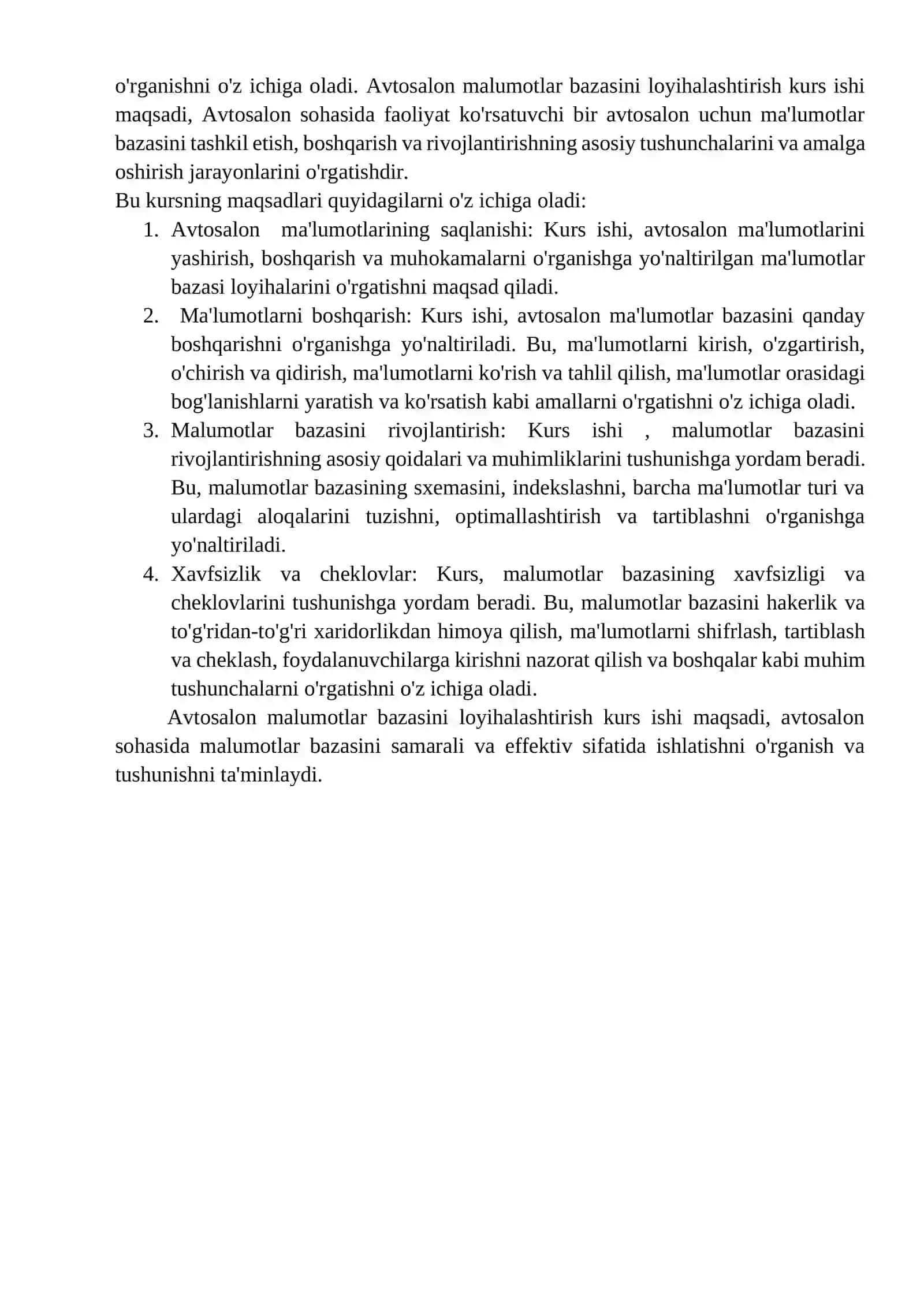 Avtosalon ma’lumotlar bazasini loyihalashtirish va ishlab chiqish 4
