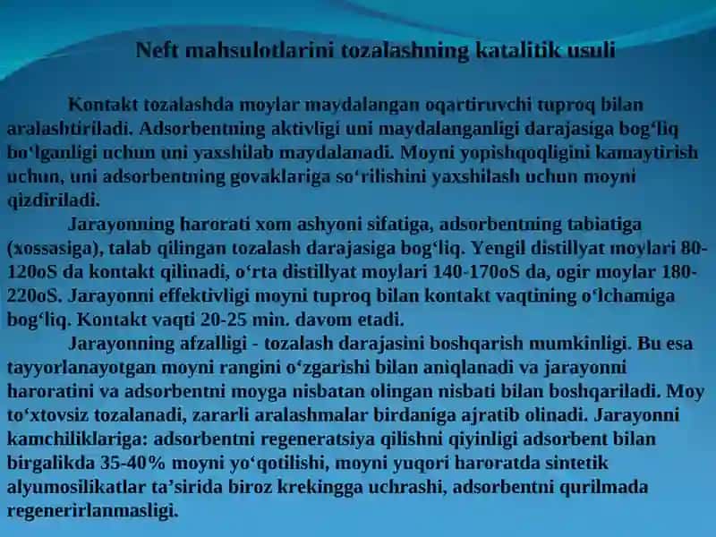 Neft mahsulotlarini adsorbsion tozalash 4