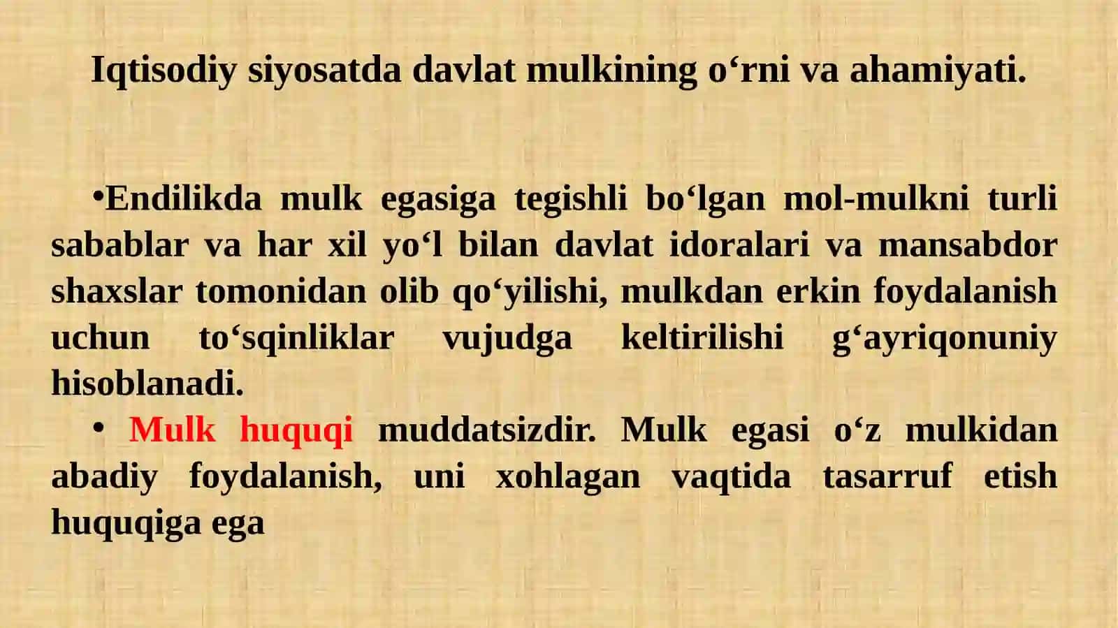 DAVLAT MULKINING O'RNIVAHAMIYATI 4