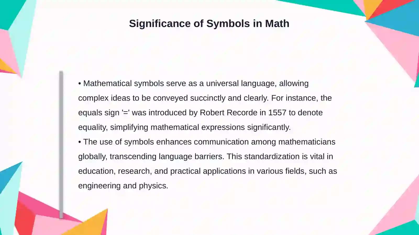 Mathematical symbols and their origins 4
