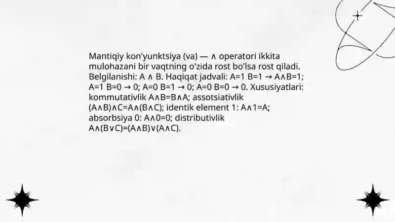 Mulohazalar ustida mantiqiy amallar 4