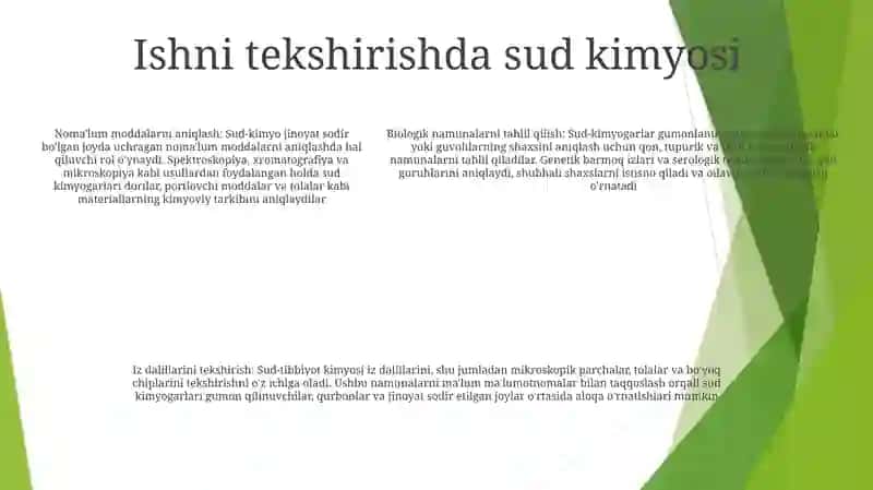 Kriminalistikada Kimyoning O’Rni 4