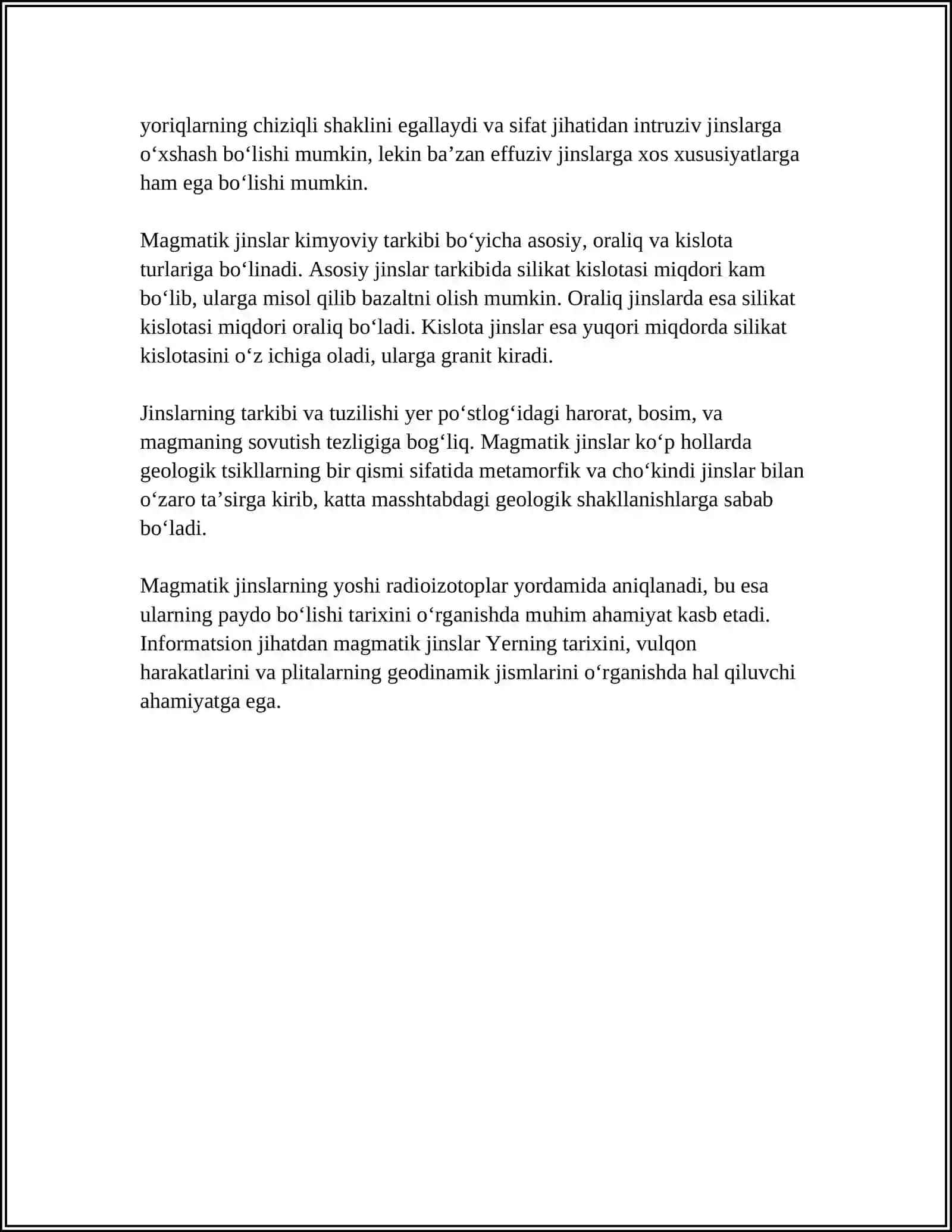 MAGMATIK TOGʻ JINSLARINING TASNIFI 4