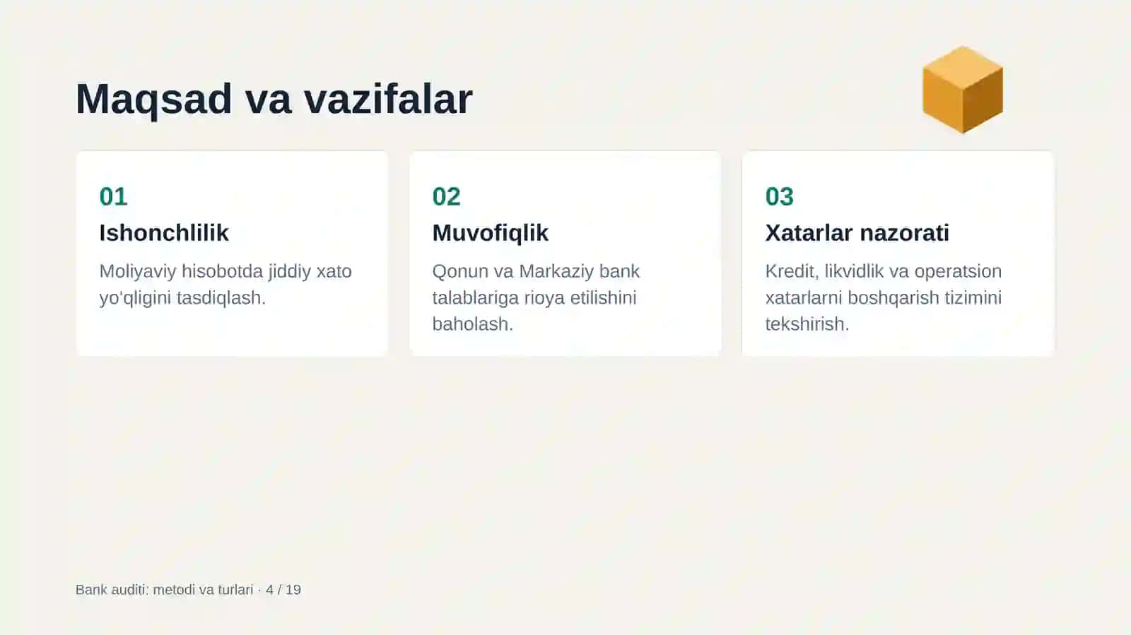 Bank auditi metodi va turlari 4