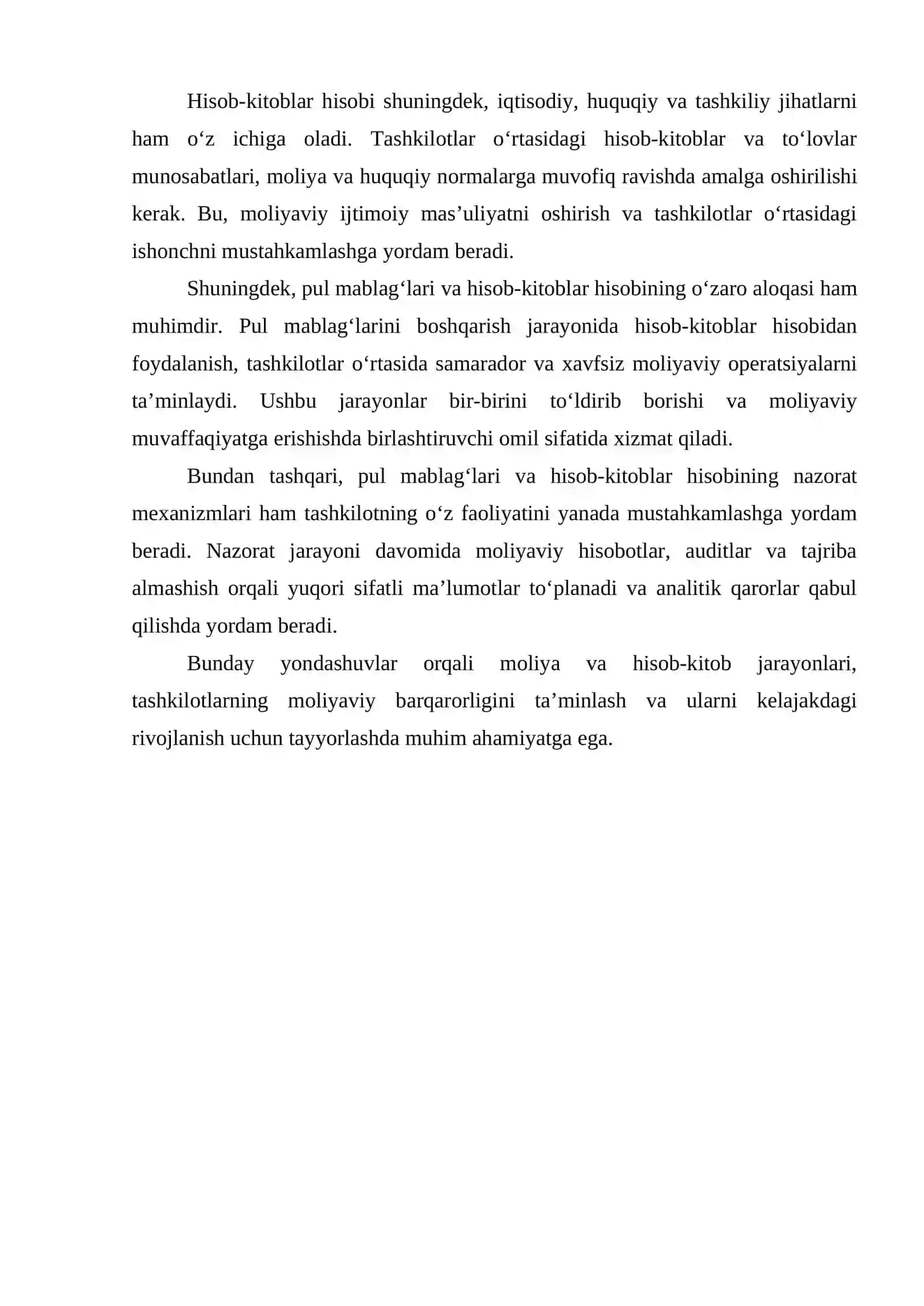 PUL MABLAG’LARI VA HISOB–KITOBLAR HISOBI 4