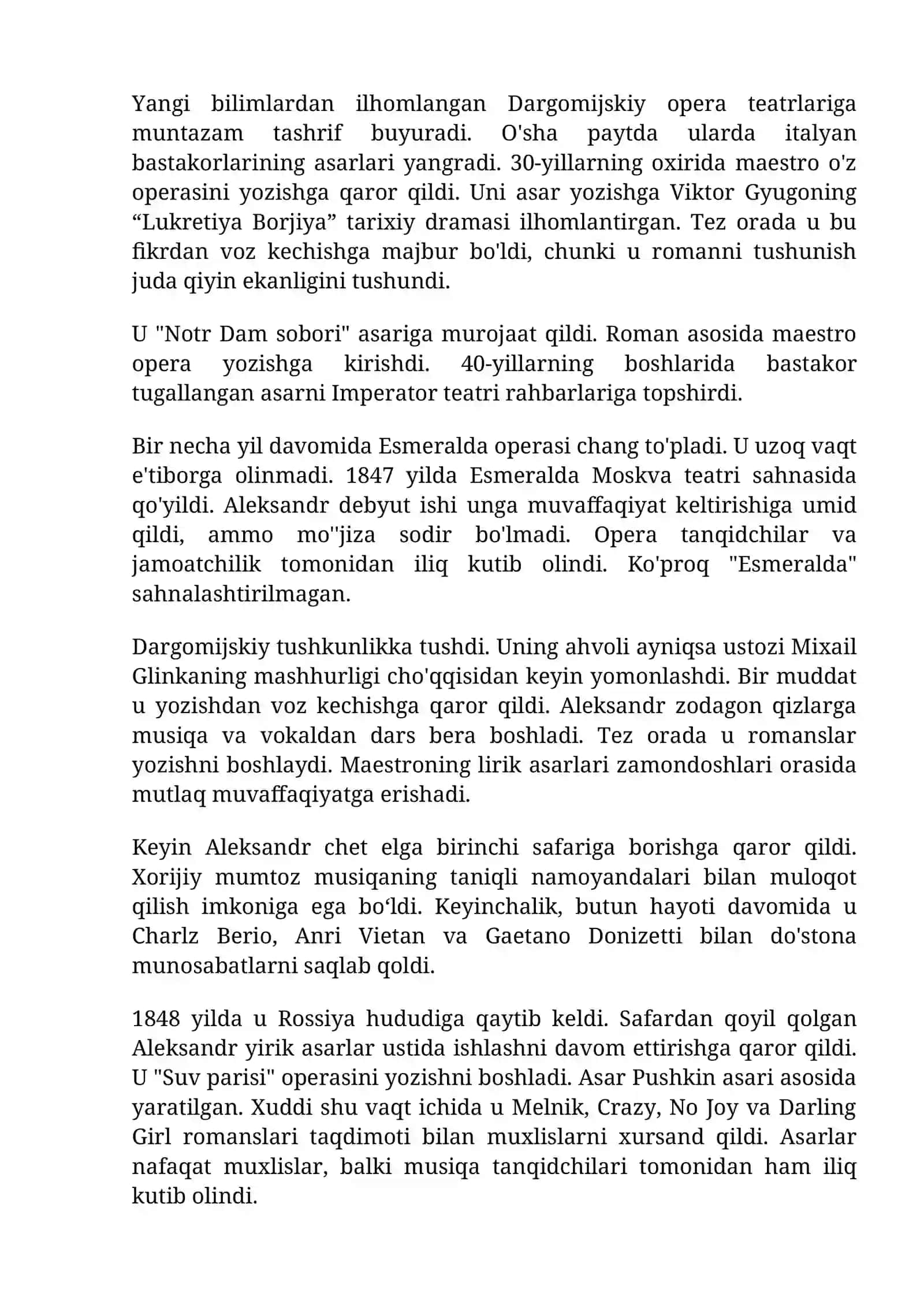 A.Dargomijskiy. Romans va opera ijodi 4