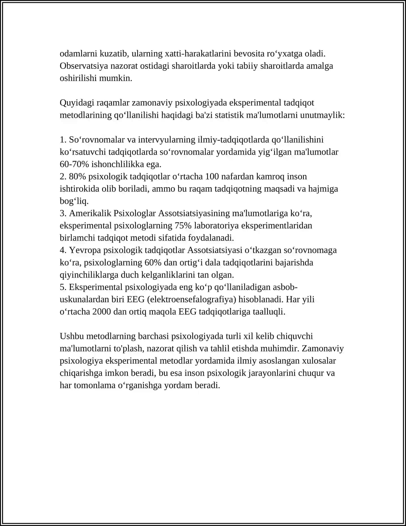 Zamonaviy psixologiyada eksperimental tadqiqot metodlari 4