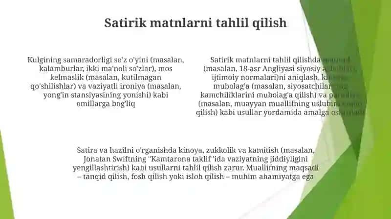 Satirik va yumoristik janrlarni òrganish 4