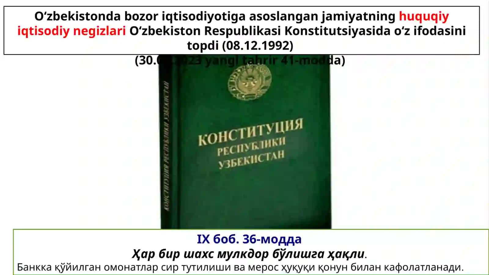 IQTISODIY ISLOHOTLAR, XUSUSIY MULKCHILIKNING SHAKLLANISHI. OʻZBEKISTONDA Bi 4
