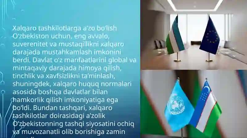 O'zbekistonning xalqaro tashkilotlar bilan hamkorlik aloqalari 4