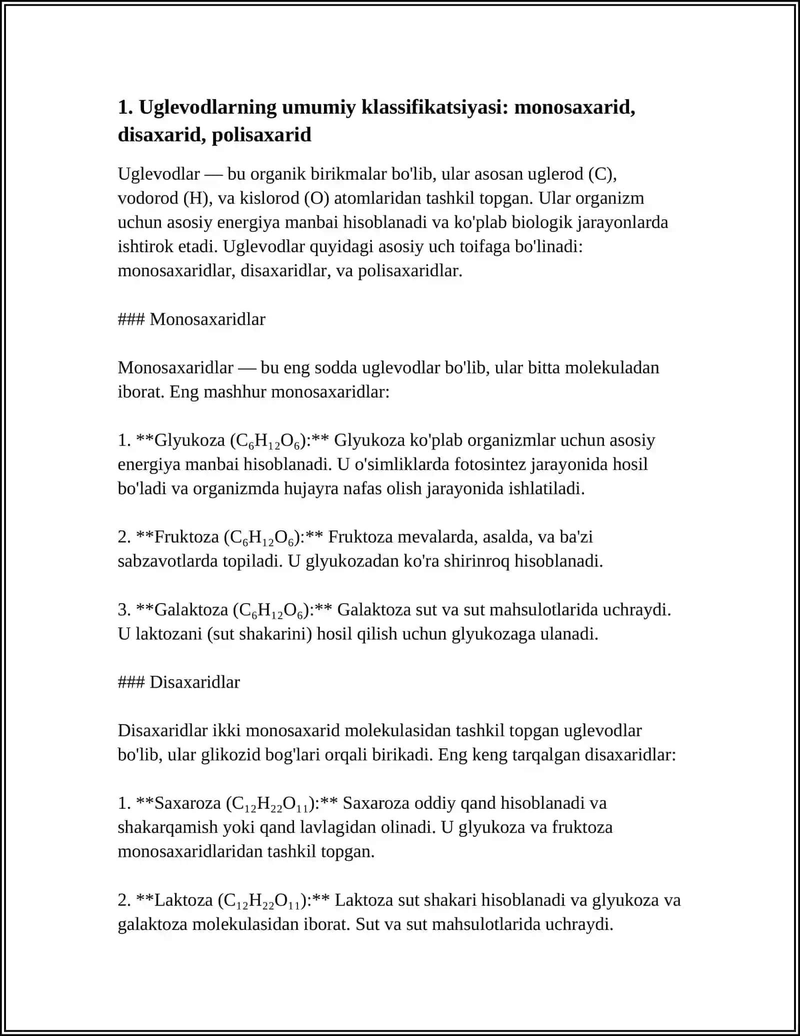 Uglevodlarning sinflanishi 4