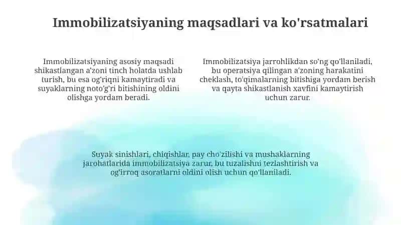 Immobilizatsiya turlari uni davolash va asoratlari 4