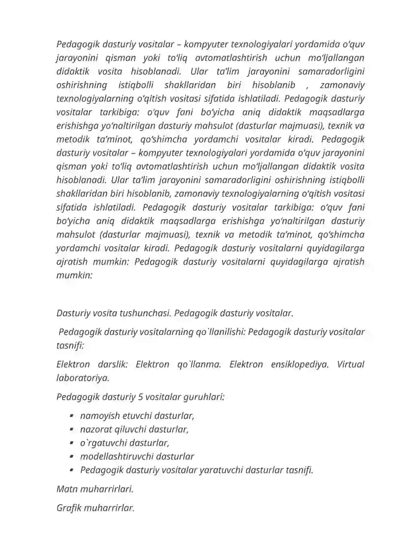 Modellashtiruvchi dasturlar asosida pedagogik dasturiy vositalar 4