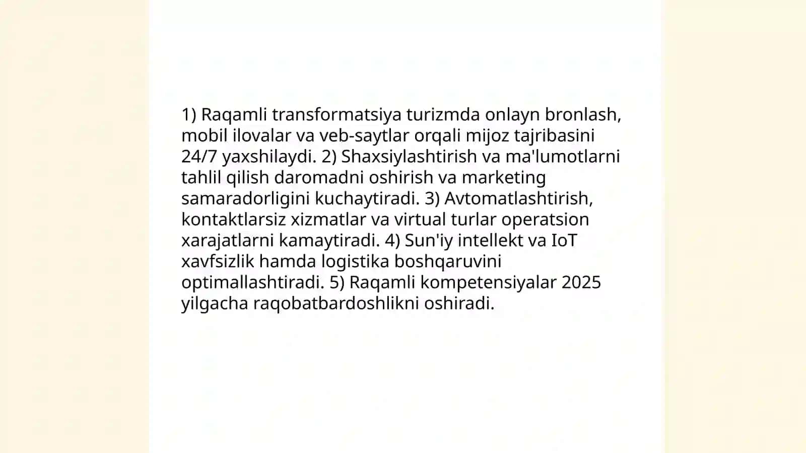 Turizm sohasida innovatsiyalarning mohiyati va ahamiyati 4