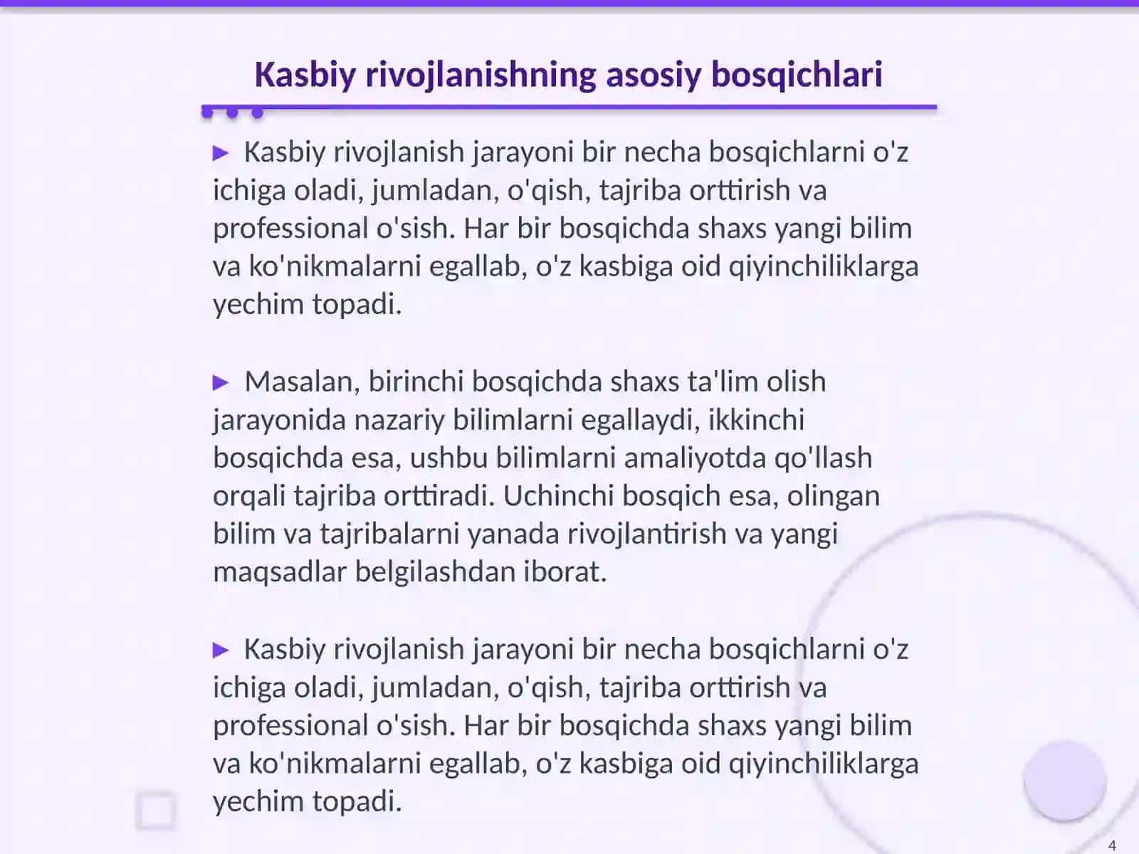 Shaxsni kasbiy kamoloti 4
