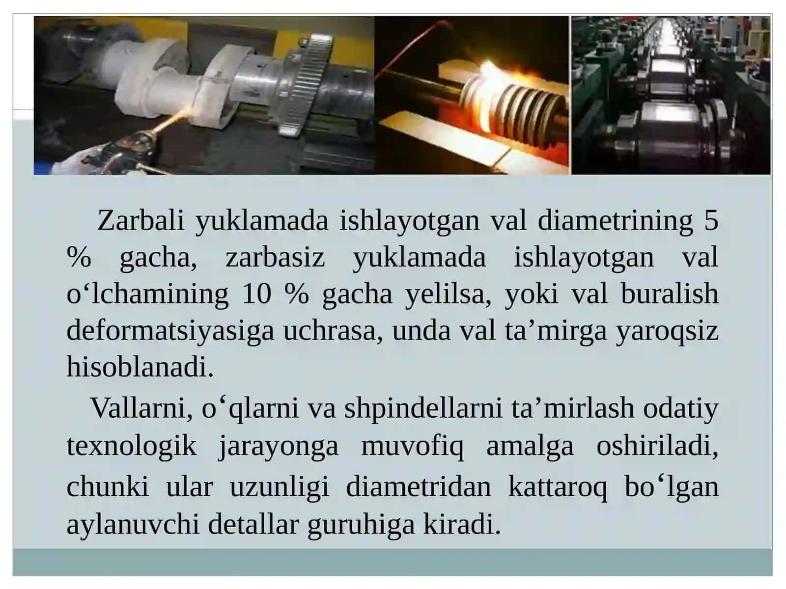 Metallga ishlov berish uskunalaridetallarini taʼmirlash 4