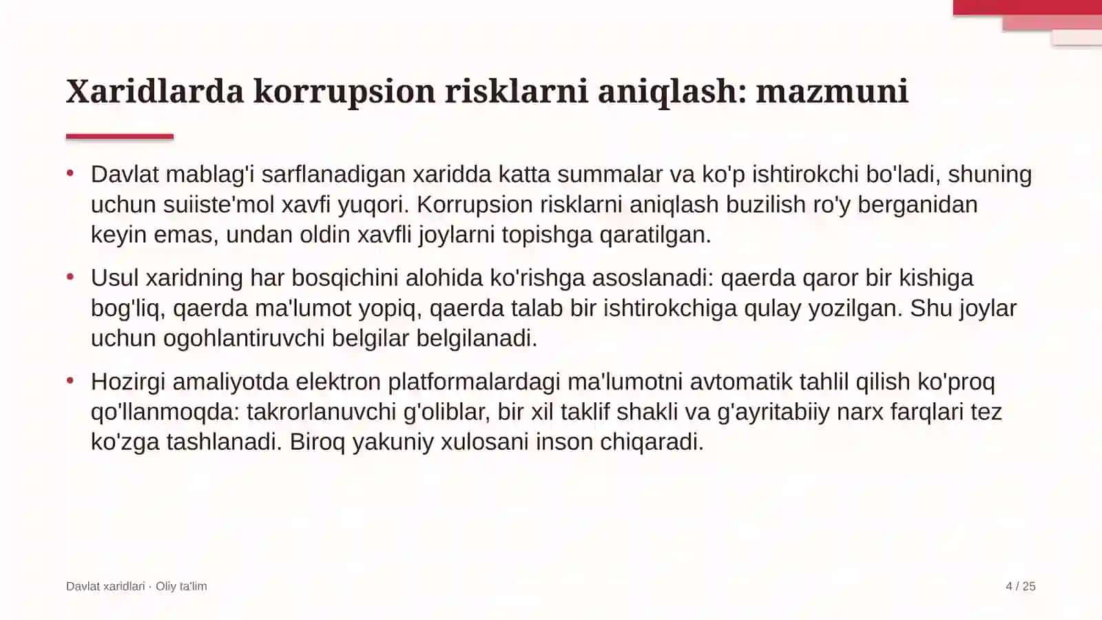 Xaridlarda korrupsion risklarni aniqlash: mohiyati 4