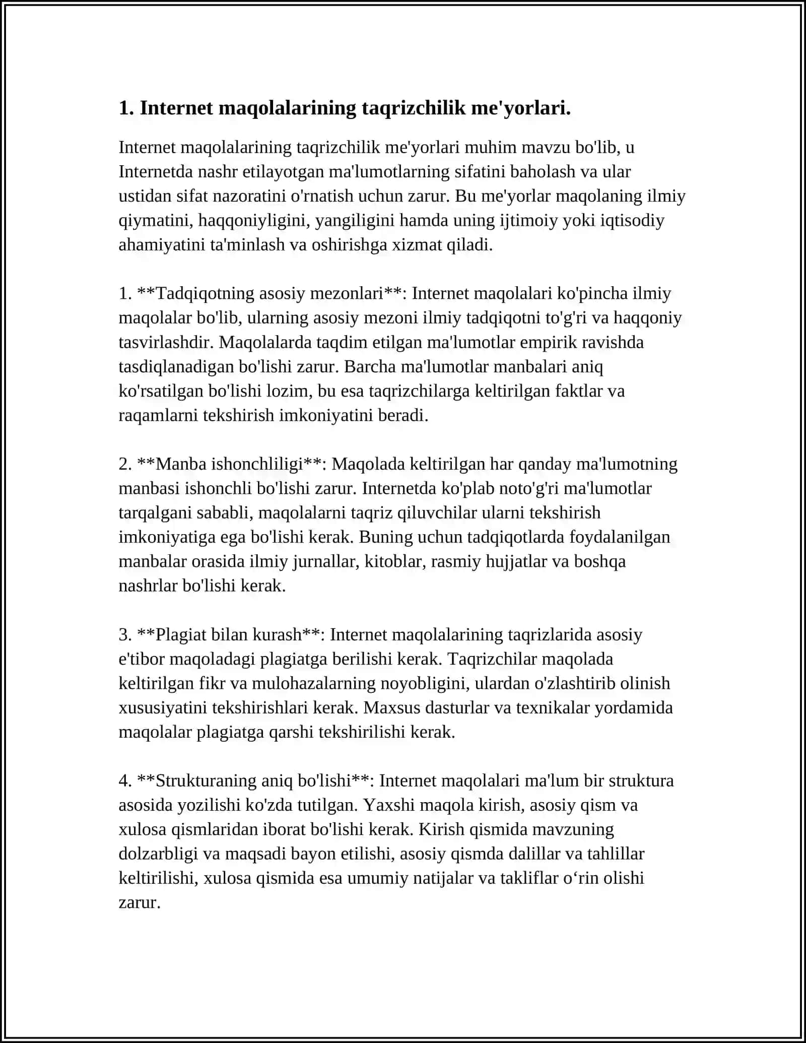 MUTAXASSISLIKKA OID INTERNET MAQOLASIGA TAQRIZ YOZISH 4
