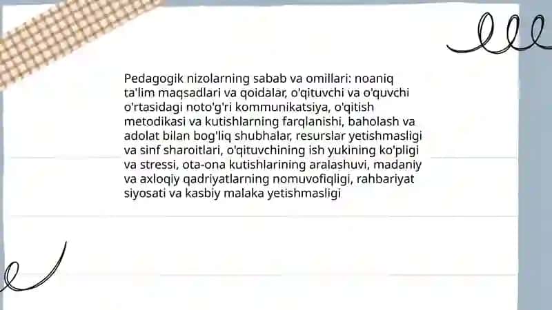 Pedagogik nizolar va ularni bartaraf etish texnalogiyasi 4